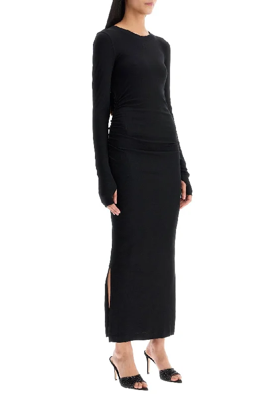 Ganni Long Ribbed Jersey Dress With Nine Words Fitted Maxi Skirt