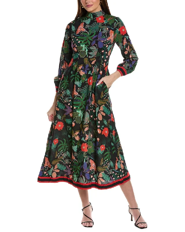 Garrie B Turtleneck Floral Maxi Dress Long Boho Skirt