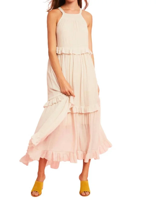 Tiered Ruffle Maxi Dress In Champagne Elegant Maxi Look