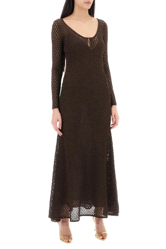 Tom Ford Long Knitted Lurex Perforated Dress Slim-fit Maxi Skirt